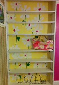 Bookshelf with purse