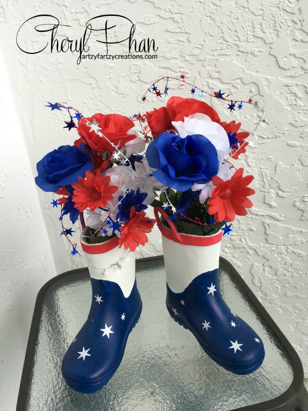 Red white and blue rain sale boots