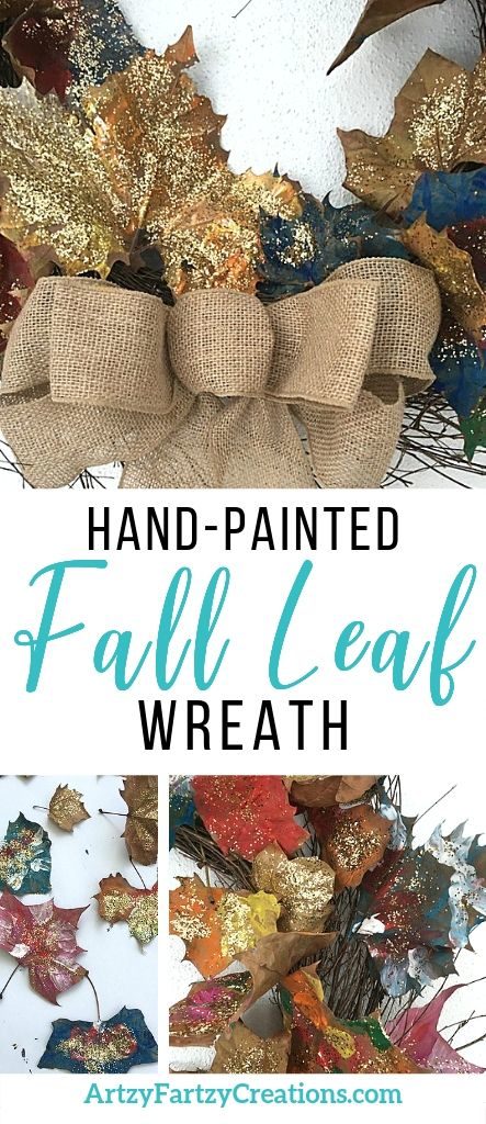 Hand painted fall leaf wreath design_Cheryl Phan_ArtzyFartzyCreations.com