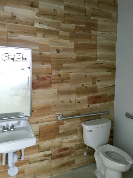 How to Install a Cedar Plank Bathroom Wall - Domestically Speaking