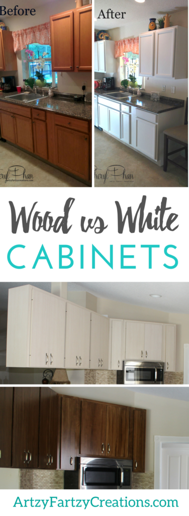 Wood vs White Cabinets | Painted Kitchen Cabinets vs Wood Stained Kitchen Cabinets | Cabinet Painting Tips by Cheryl Phan