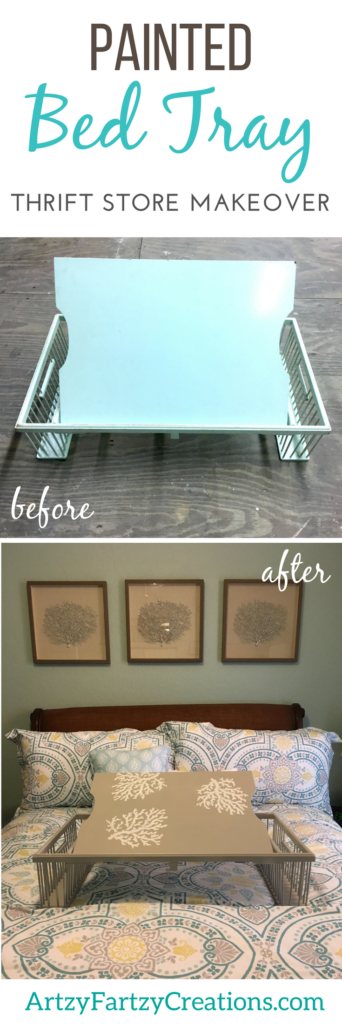 Painted Bed Tray Makeover - A Thrift Store Find upgraded to give any bedroom a five-star rating. Painting Tips by Cheryl Phan 