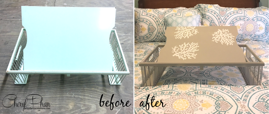 AF Painted Bed Tray Before-After Cheryl Phan