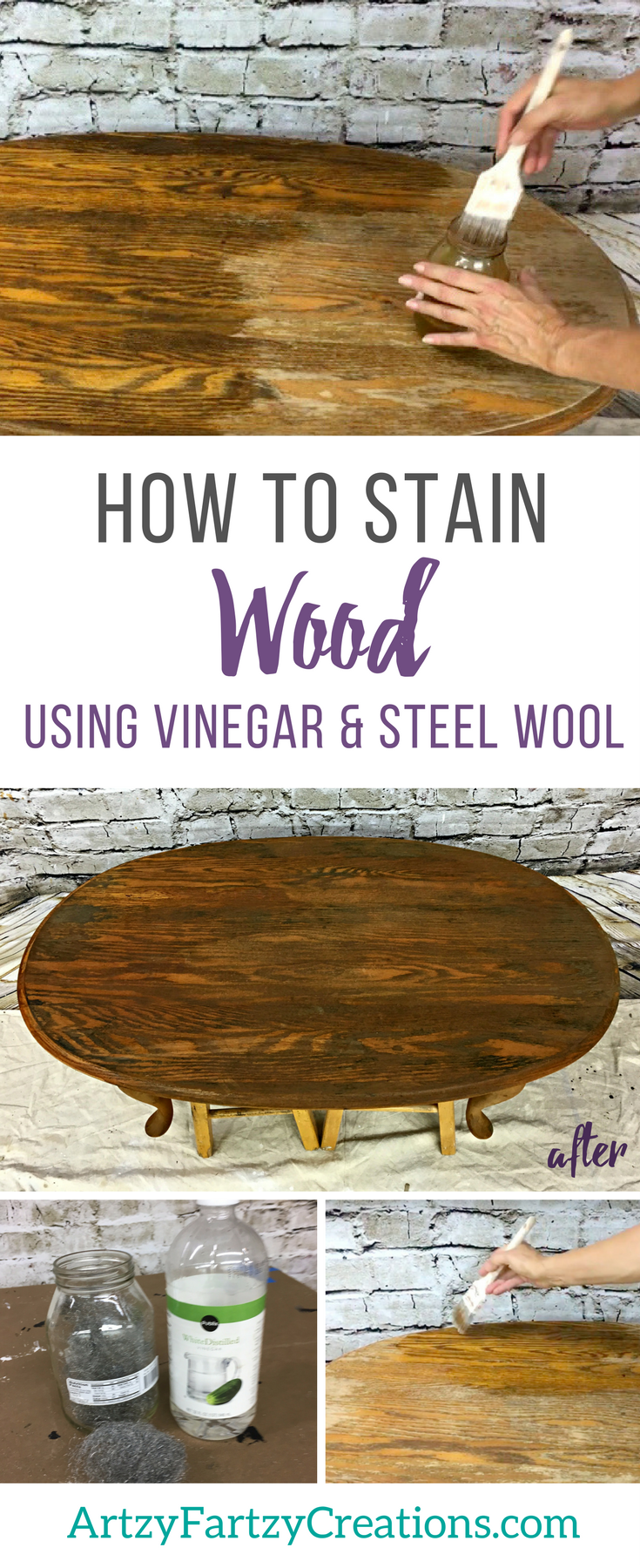 How to Stain Wood using Vinegar - Wood Stain Furniture by Cheryl Phan | Furniture Painting TIps | Furniture Makeover 