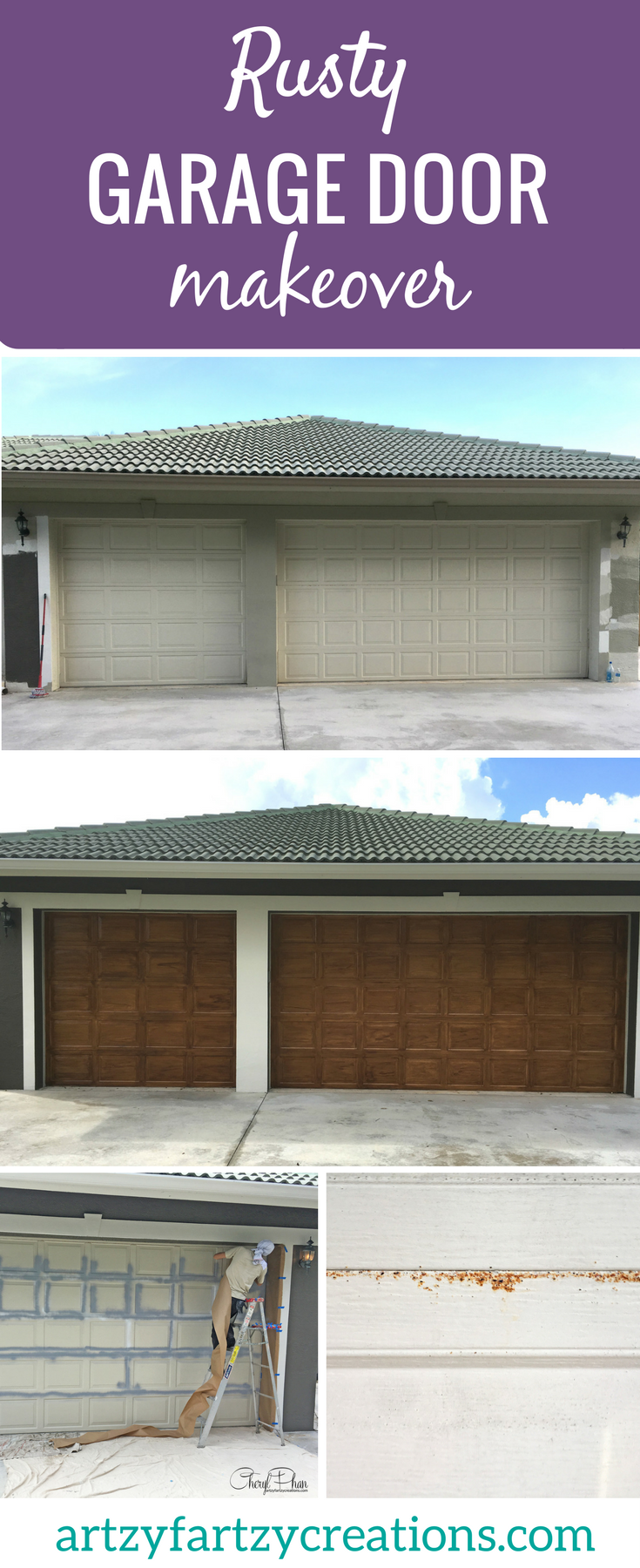 How To Paint A Rusty Garage Door Cheryl Phan Garage Door Makeover