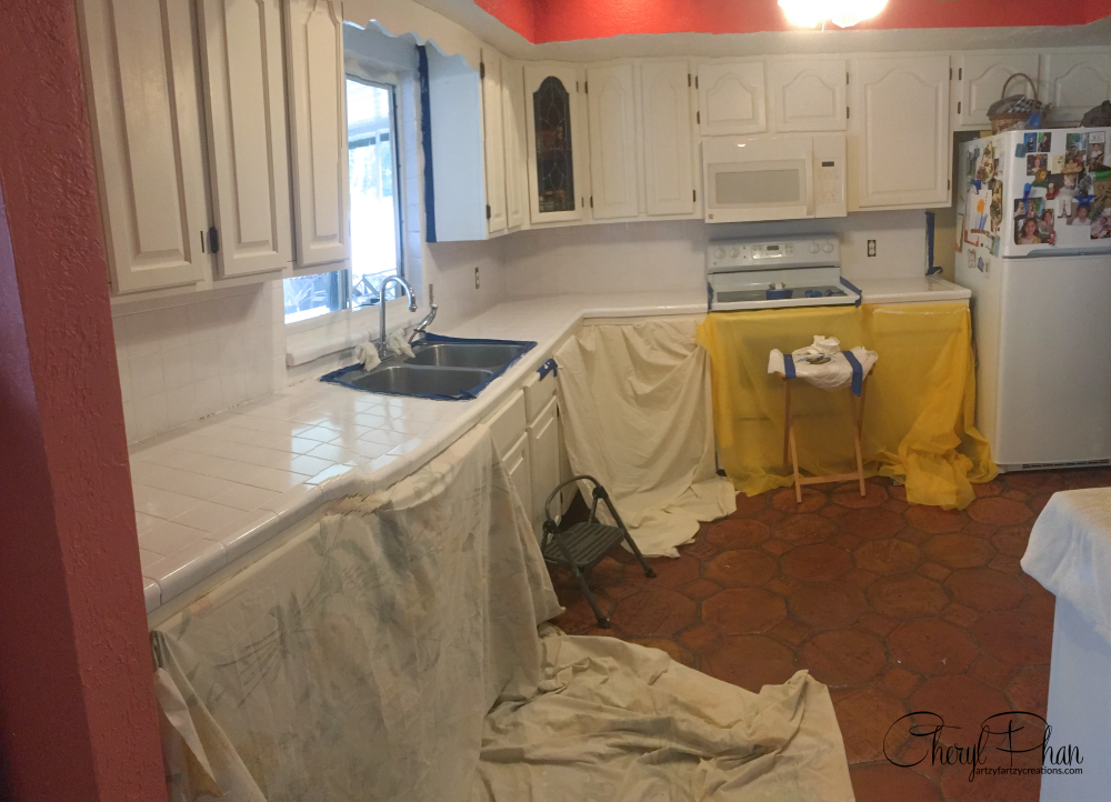 painting kitchen tile countertops before and after