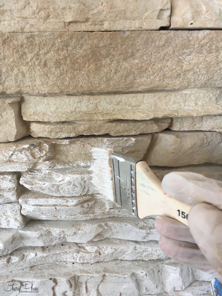 How to white wash a brick fireplace in one easy step