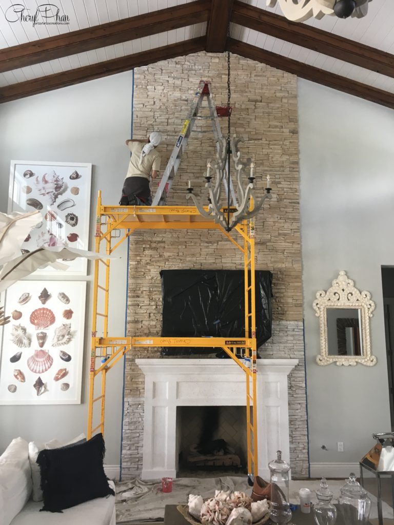 How to white wash a brick fireplace in one easy step