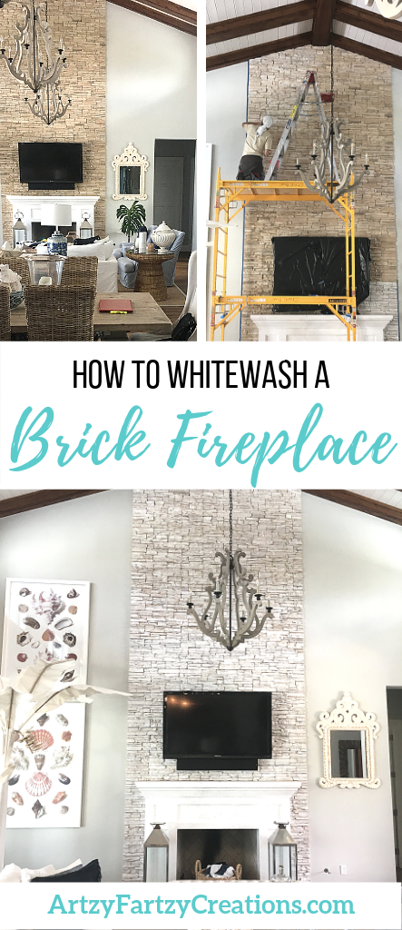 How to Whitewash a Brick Fireplace