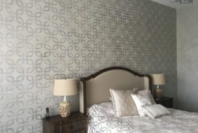 Prints Charming - Contemporary Stencil Wall design Makes a Statement by Cheryl Phan @ ArtzyFartzyCreaations.com