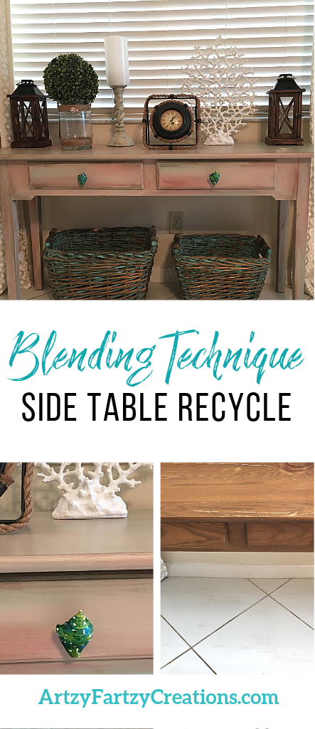 Blending Technique Side Table Recycle by Cheryl Phan @ ArtzyFartzyCreations.com