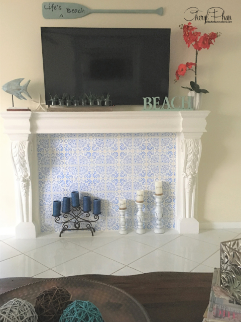 Portuguese tile fireplace surround_Cheryl Phan