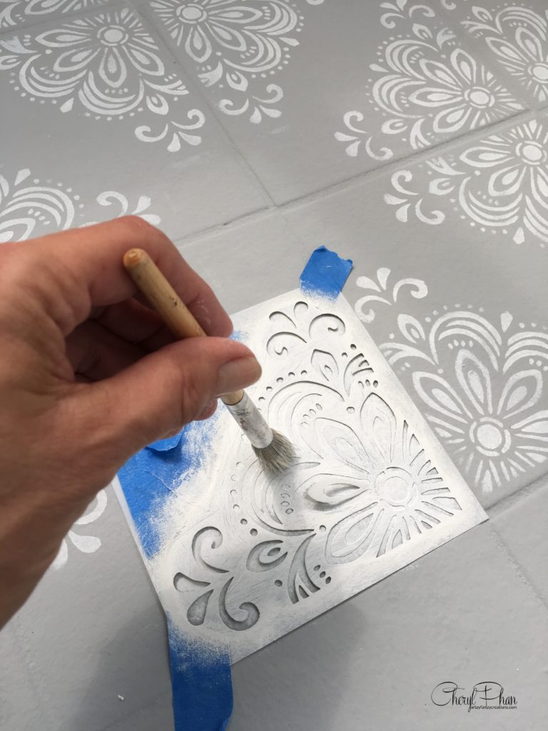 How to paint old outdated tile to look fresh and new by @Cheryl Phan - ArtzyFartzyCreations.com