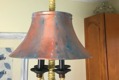 Thrift store chandelier makeover for $15 by Cheryl Phan @ArtzyFartzyCreations.com