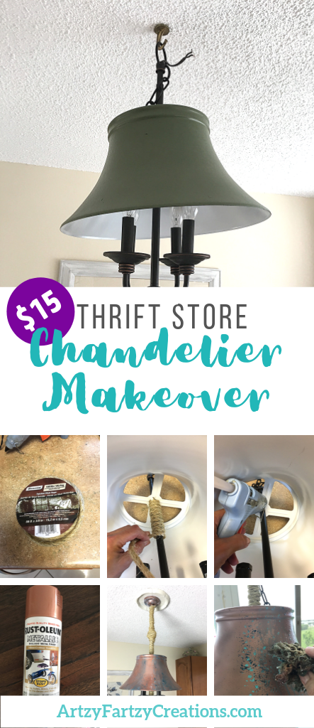 Thrift store chandelier makeover for $15 by Cheryl Phan @ArtzyFartzyCreations.com