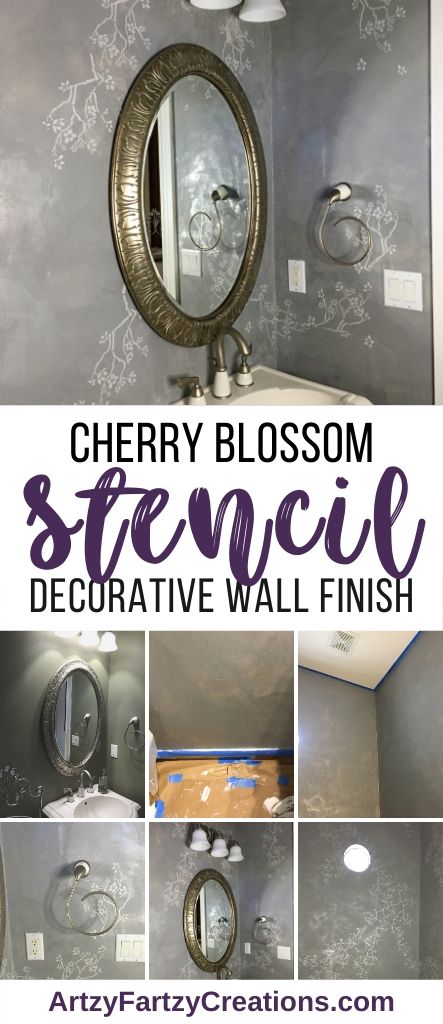 Cherry blossom decorative wall finish by Cheryl Phan - ArtzyFartzyCreations.com