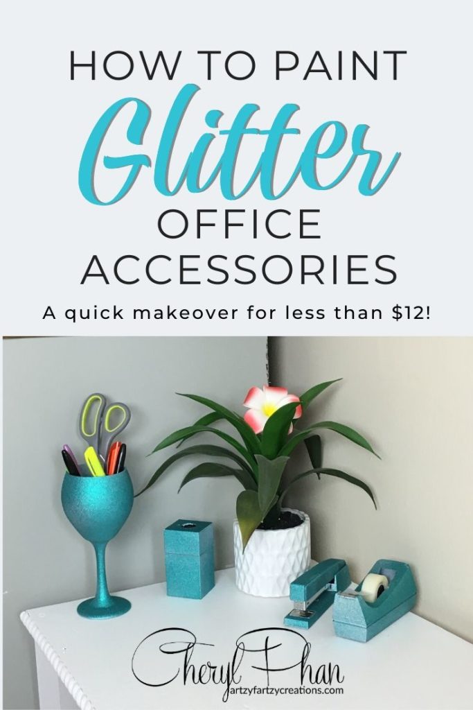 Learn how to paint Glitter office accessories for your office in less than 3 minutes for as little as $12