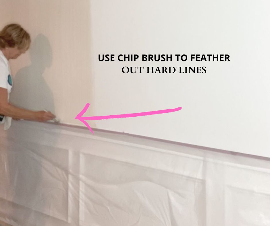 Use chip brush to feather out hard lines