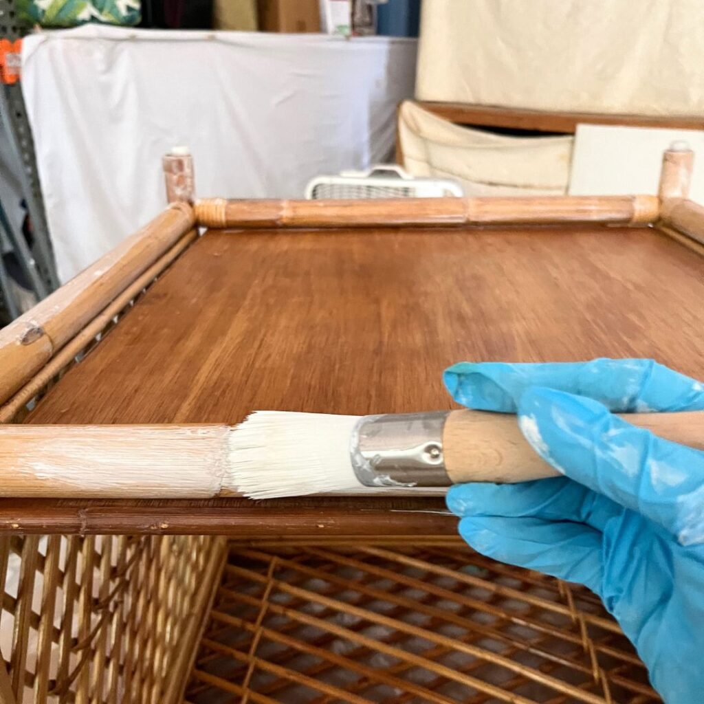 brushing whitewash in the furniture